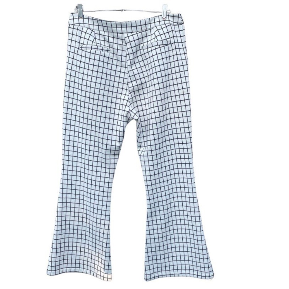 Flared Retro 90s Y2K Monochrome Windowpane Check Ska‎ Bell Bottoms Pants Size L